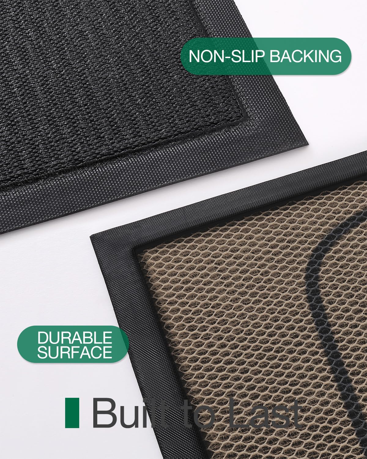 LUMI Outside Welcome Door Mat 32x47, Non Slip Durable Rubber Entrance Doormat, Low Profile Easy Clean Mats for Front Back Door Entryway Porch Garage, Hello