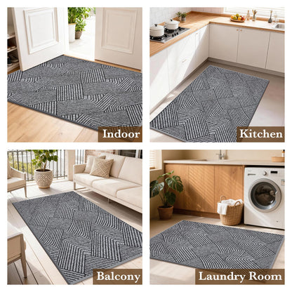 Naoloture Indoor Door Mat 24"x36", Low-Profile Welcome Front Door Mat Indoor Entrance, Non Slip Rubber Backing Inside Doormat Washable Entryway Dirt Resistant & Absorbent 2x3 Entry Mat, Light-Gray