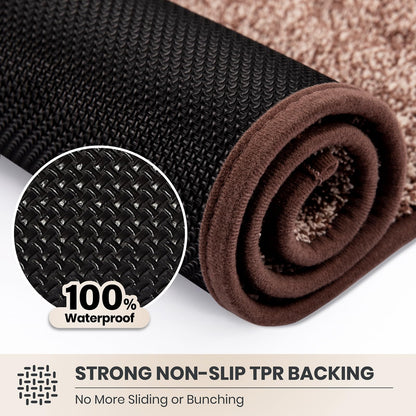 PURRUGS Dirt Trapping Door Mat 20" x 31.5", Non-Slip Machine Washable Entryway Rug, Dog Doormat, Indoor Front Door Mat, Super Absorbent Entry Rug for Muddy Shoes & Paws, Brown-Light Cream