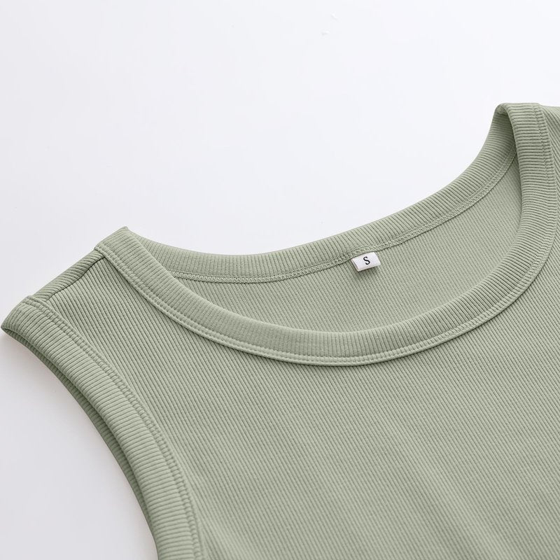 ANRABESS Womens Sleeveless High Neck Tank Tops Fashion Summer Casual Basic Slim Fit Ribbed Racerback Top Shirt Clothes Sage Green-X-Small