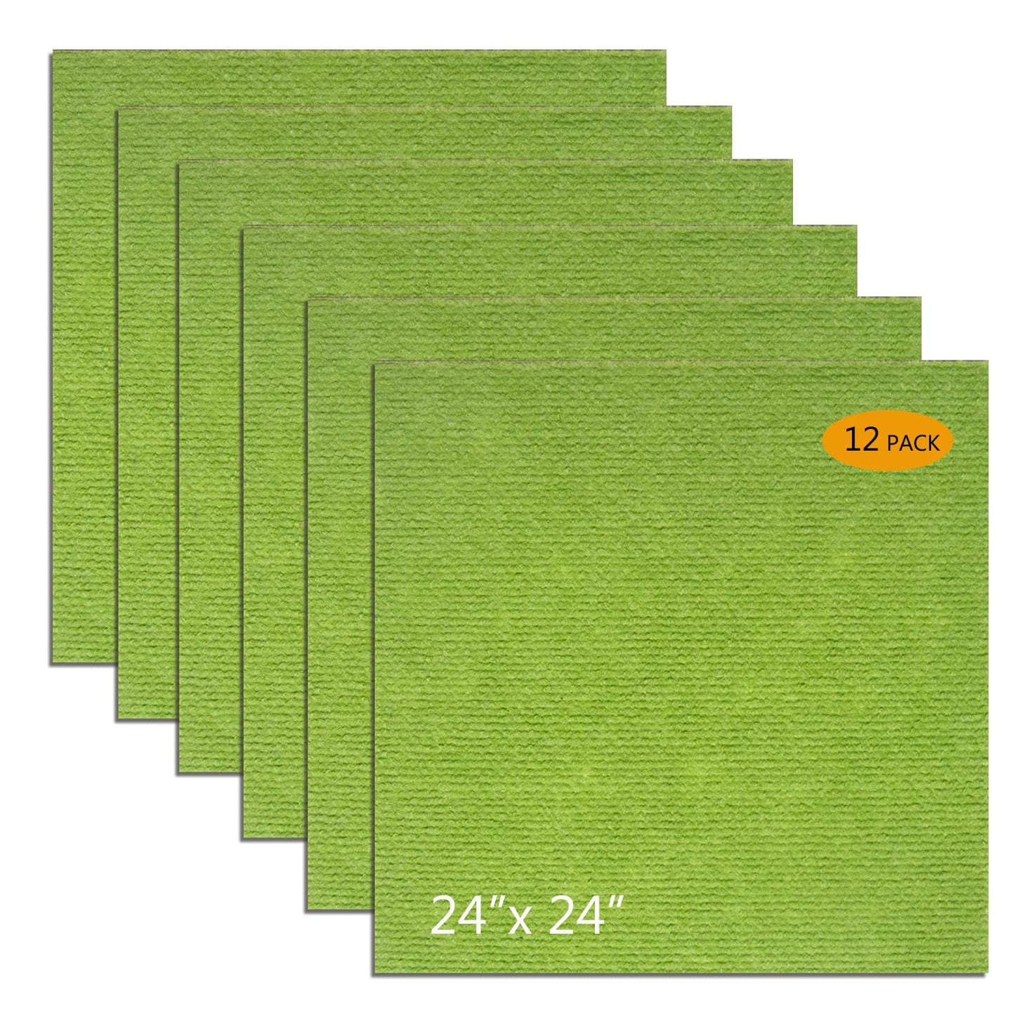 AKIVIDA Carpet Tiles Peel and Stick 24”x 24” Carpet Squares 12Pcs Non-Slip Self Adhesive Floor Tile DIY Reusable Waterproof Carpet for Gym Garage Tiles Green