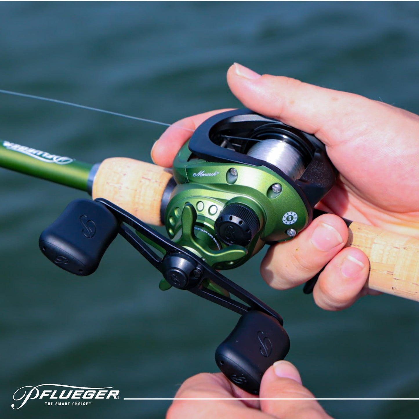 Pflueger Monarch Low Profile Fishing Reel, Left Handle Position, Graphite Body and Rotor, Corrosion-Resistant, Aluminum Spool, Star Drag System