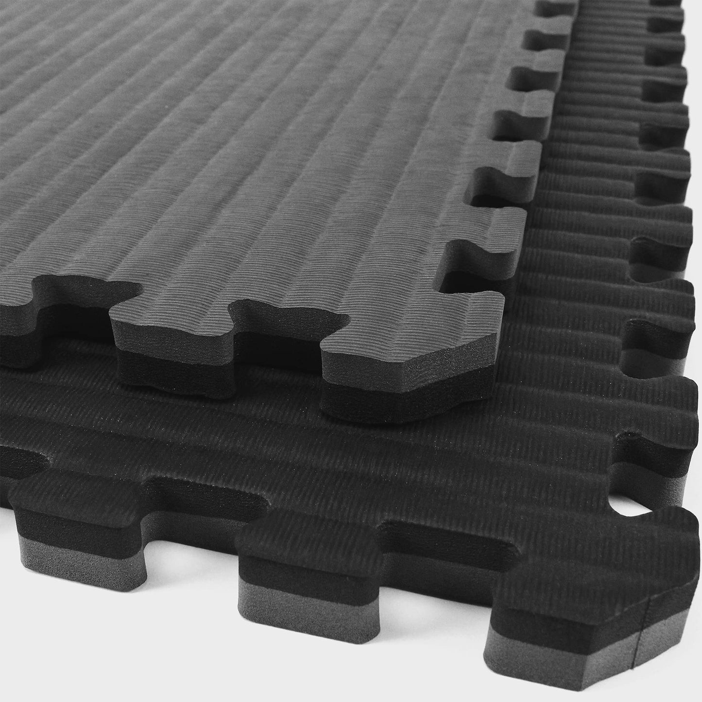 IncStores 7/8 Inch Thick Tatami Foam Flooring Tiles | Textured Interlocking Foam Tiles for Martial-Arts Floor Protection in Your Home Gym, Playroom, and More | Black/Grey, 2-3'x3' Tiles (18 Sq Ft)