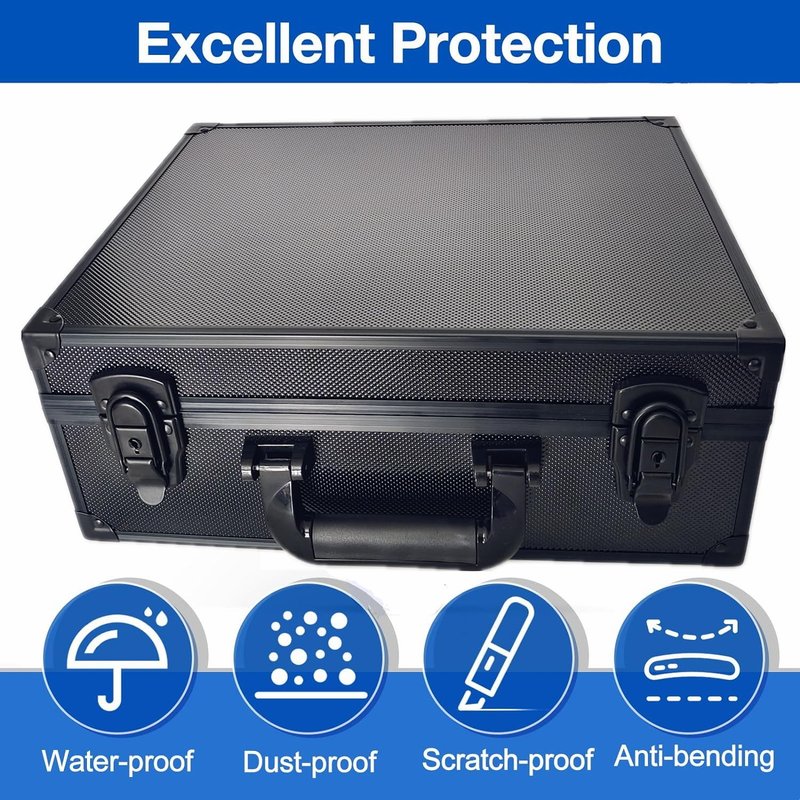 Toploaders Storage Box Hold 600+ 35PT 3"x4" Standard Toploaders, Hard Aluminum Alloy Top Loader Storage Case, Trading Card Storage Box Hold 2000+ Cards for Sports Cards (Black, Large)