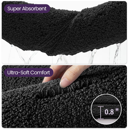DEXI Bathroom Rug 43x24, Non Slip Washable Bath Mat for Shower Floor, Extra Large Absorbent Soft Bathmat with Rubber Backing, Quick Dry Microfiber Carpet, Black