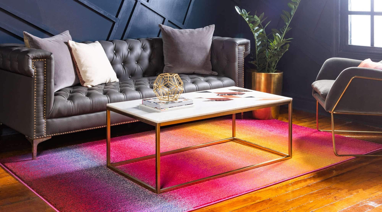 Unique Loom Estrella Collection Colorful, Gradient, Sunset, Abstract, Bright Colors Area Rug (5' 0 x 8' 0 Rectangular, Pink/Gold)