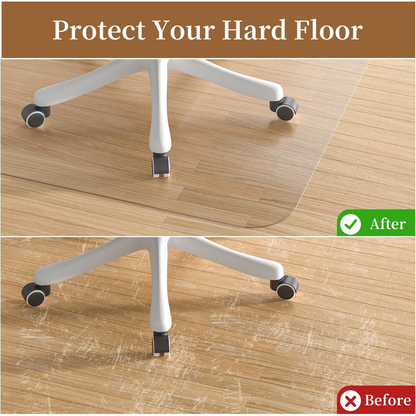 MESHDO Office Chair Mat for Hardwood Floor, 36" X 48" 2 Pack Chair Mat for Hard Floors, PVC Clear Floor Protector Rug Mat for Home and Office, Can't be Used on Carpet