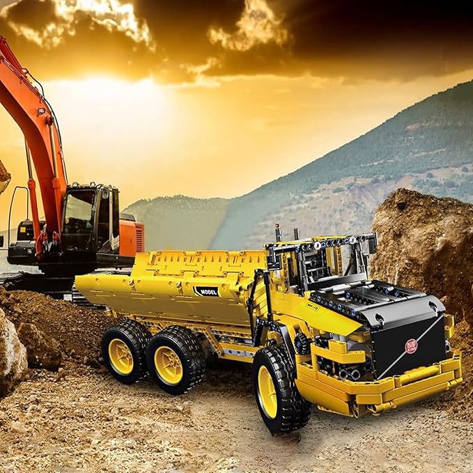 Mould King 17010 Engineering Dump Truck Building Block Kits MOC Building Blocks Set to Build Gift for Age 14+/Adult Collections Enthusiasts(1888 Pieces with Motor/APP Remote Control)