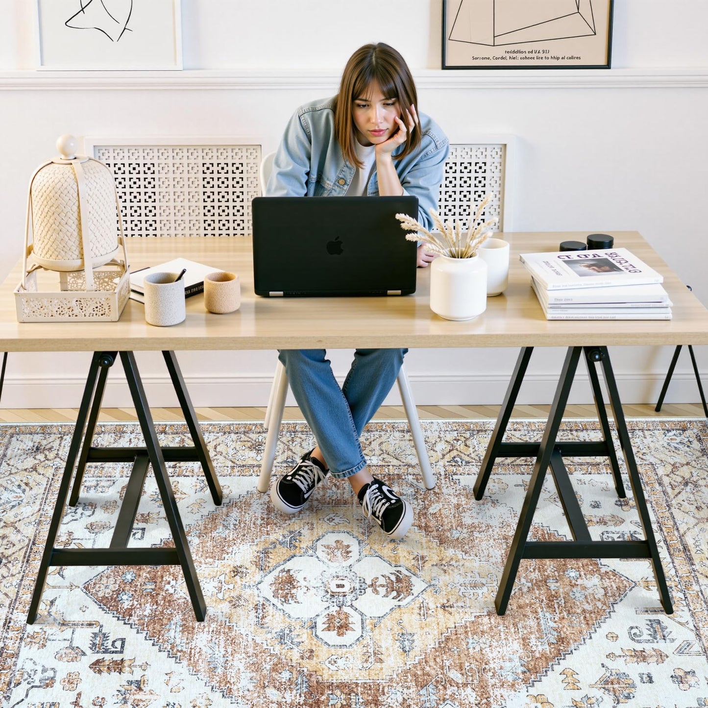 Anidaroel Home Office Chair Mat for Hardwood Floor, 8x10 Under Desk Rug for Rolling Chair, Desk Mat for Chair, Gaming Chair Mat, Anti-Slip Backing Large Floor Protector Rug for Home Office