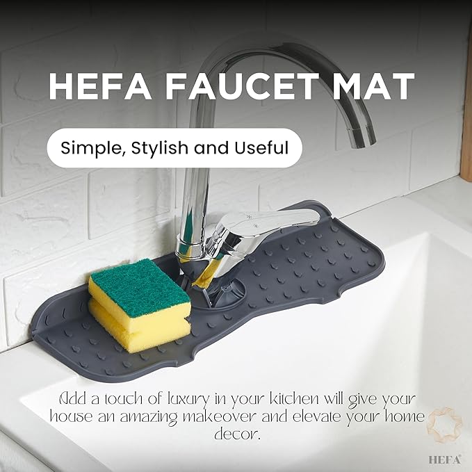 HEFA Faucet Splash Guard 14.50" x 5.50", Ø 2.45 – Silicone Faucet Mat