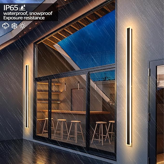 71 Inch Exterior Wall Sconces 3000K Outdoor Wall Lights IP65 Waterproof Black Outdoor Sconces Wall Lighting for House