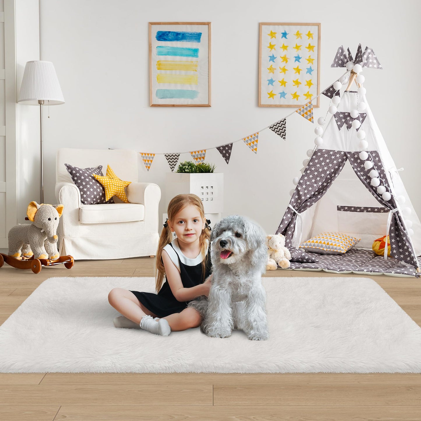 ZJYeRug White Runner Rug,Fluffy White Rug Runners for Bedroom Living Room,2x6 ft Washable No Slip Shag Fuzzy Carpet,Plush Soft Faux Fur Floor Area Rugs for Hallway Nurser Kid Dorm Home Decor Aesthetic