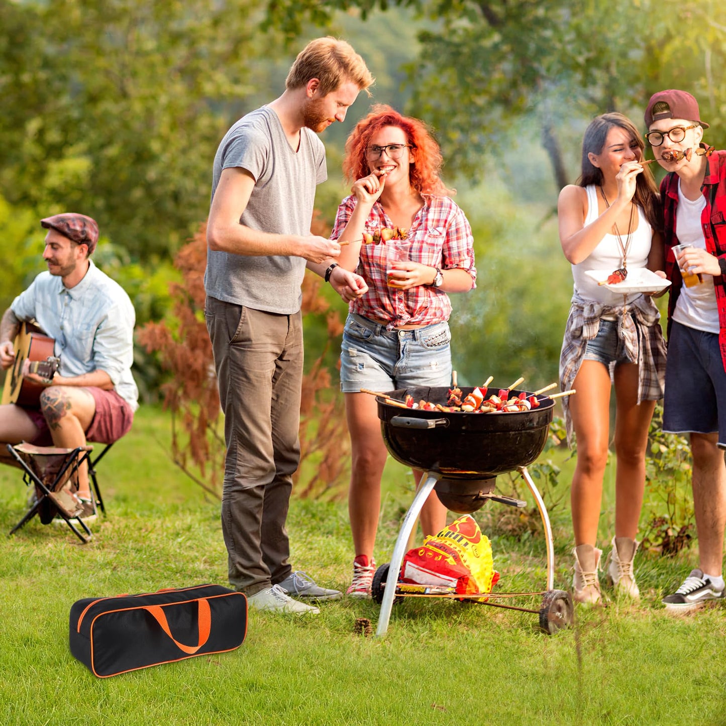 DOITOOL Grill Tool Storage Bag, 14.7" Portable BBQ Tool Organizer Pouch, Outdoor Grill Accessories Storage Carry Bag for Outdoor Camping RV Picnic