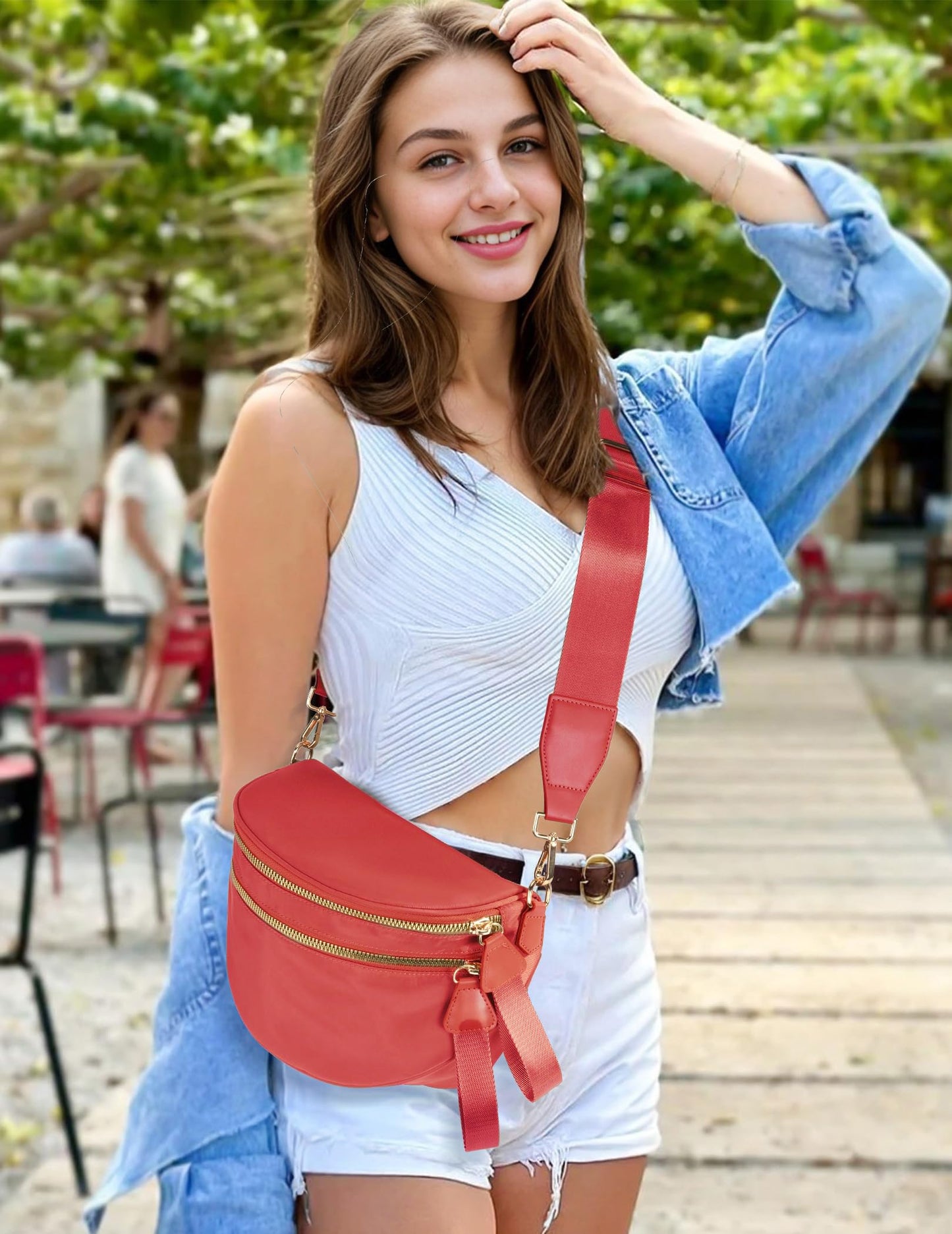 Spacious Nylon Crossbody Bag Bum Bag Handbags Wallets Purses Trendy Shoulder Bag for Women