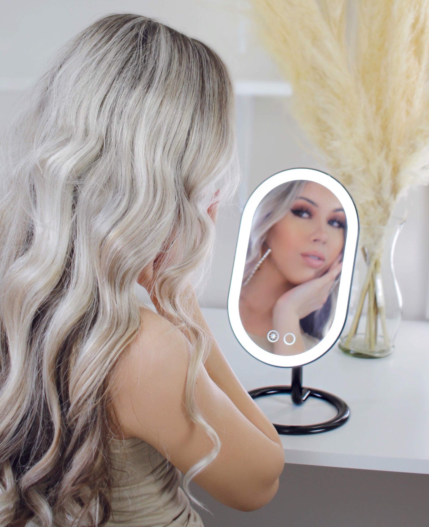 Fancii Vera LED Lighted Vanity Makeup Mirror, Rechargeable - Cordless Illuminated Cosmetic Mirror with 3 Dimmable Light Settings, Dual Magnification (Chrome)