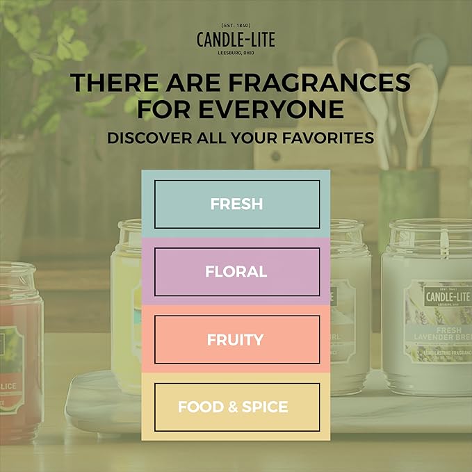 Candle-lite Fall Scented Candles, Creamy Vanilla Swirl, 18 oz Jar, Proudly Poured in The USA, Aromatherapy Candle, Single-Wick with 110 Hours of Burn Time, Perfect for Creating a Relaxing Ambiance