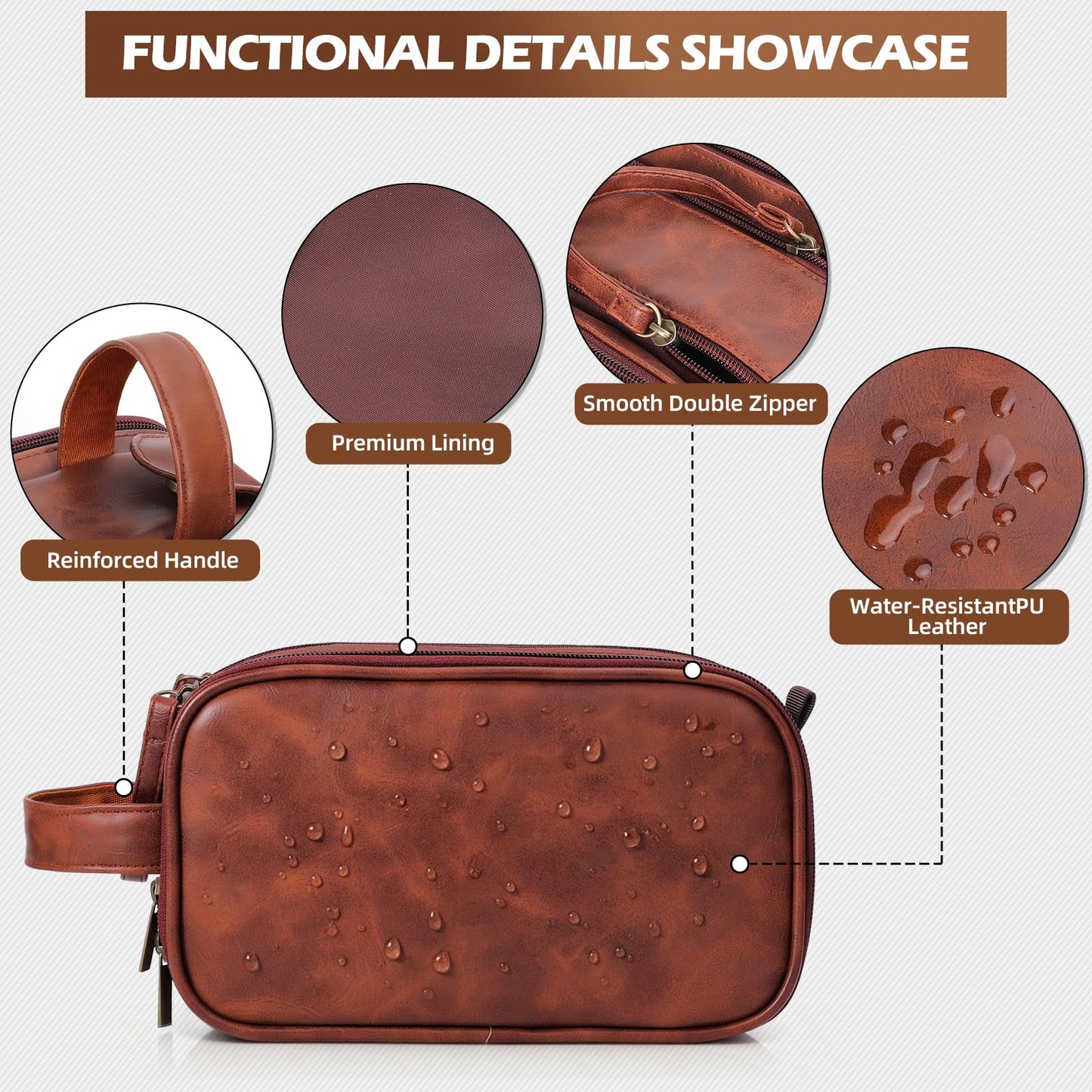 Personalized Groomsmen Gifts Travel Toiletry Bag for Men, Engraved Monogrammed Initial PU Leather Water-Resistant Shaving Bag, Traveling Essentials for Adults Man Dad Husband Boyfriend Groomsmen,S