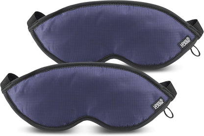 Lewis N. Clark Comfort Eye Mask + Sleep Aid to Block Light for Travel, Airplane, Hotel, Airport, Insomnia + Headache Relief with Adjustable Straps, 2 pack, Black