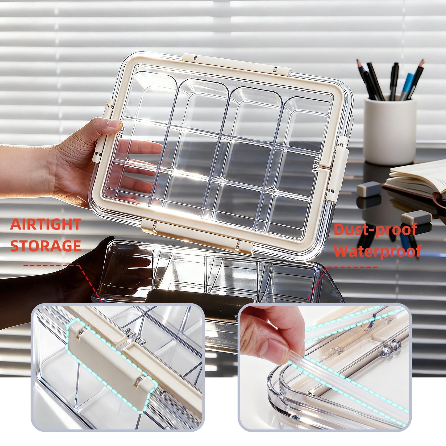 PUGED MTG Card Storage Box 3100+ Acrylic Large Trading Card Box Clear Organizer Display Case with Portable Handle 4 Removable Case for MTG TCG Cards