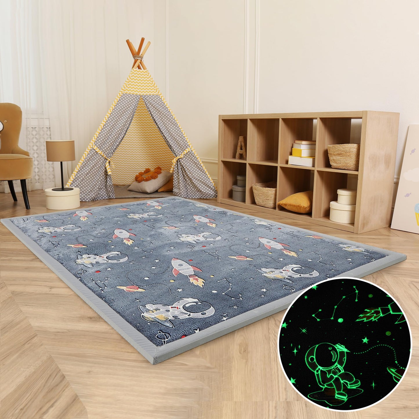 MAXYOYO Play Mat, 1.2" Thick Memory Foam Soft Padded Carpet with Non-Slip Backing, Japanese Tatami Rug Living Room for Kids Toddler Children Nusery