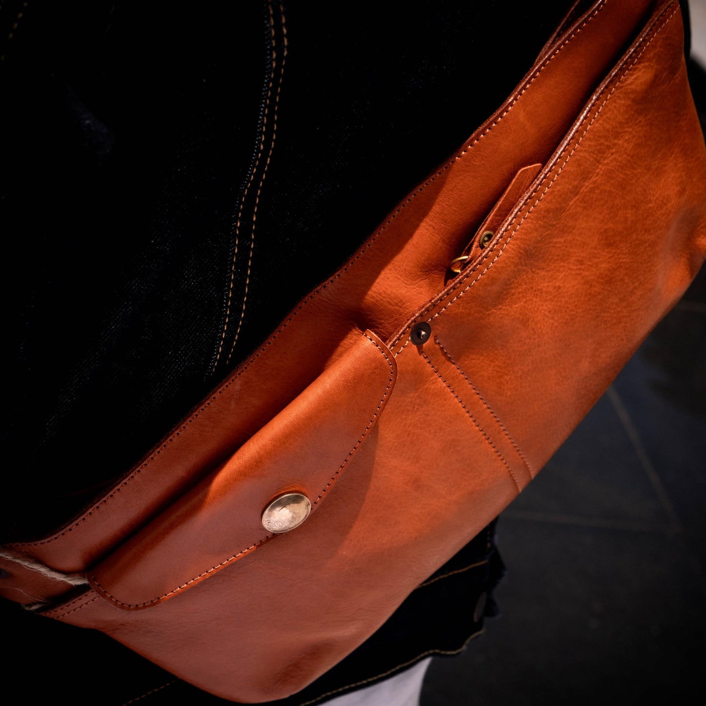 Leather Crossbody Handbag with Gold Accent Premium Leather Belt Bag - Stylish Hands-Free Fanny Pack for Everyday Adventures (Brown)