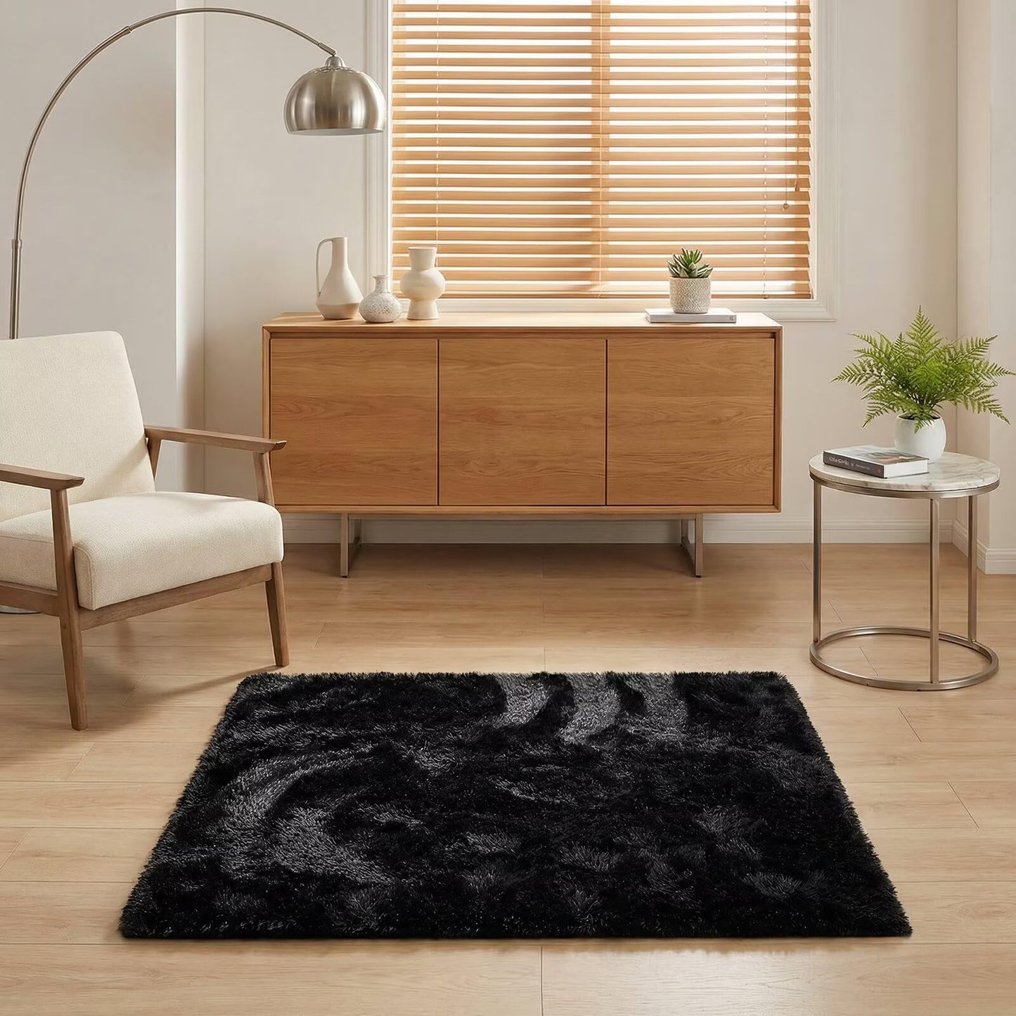 junovo 2x3 Small Washable Rug, Black Soft Non Slip Throw Carpet, Fluffy Shaggy Entryway Rugs for Bedroom Nursery, Indoor Inside Front Entrance Floor Mat for Home Decor Aesthetic