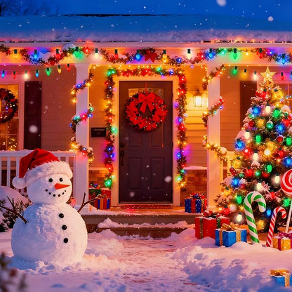 Christmas Decorations - C7 LED Christmas Lights Outdoor, 25Ft Vintage Christmas Lights Multicolor LED Christmas Tree Lights Shatterproof with 25+2 Bulbs for Christmas Tree Home Yard Decor, 0.6W
