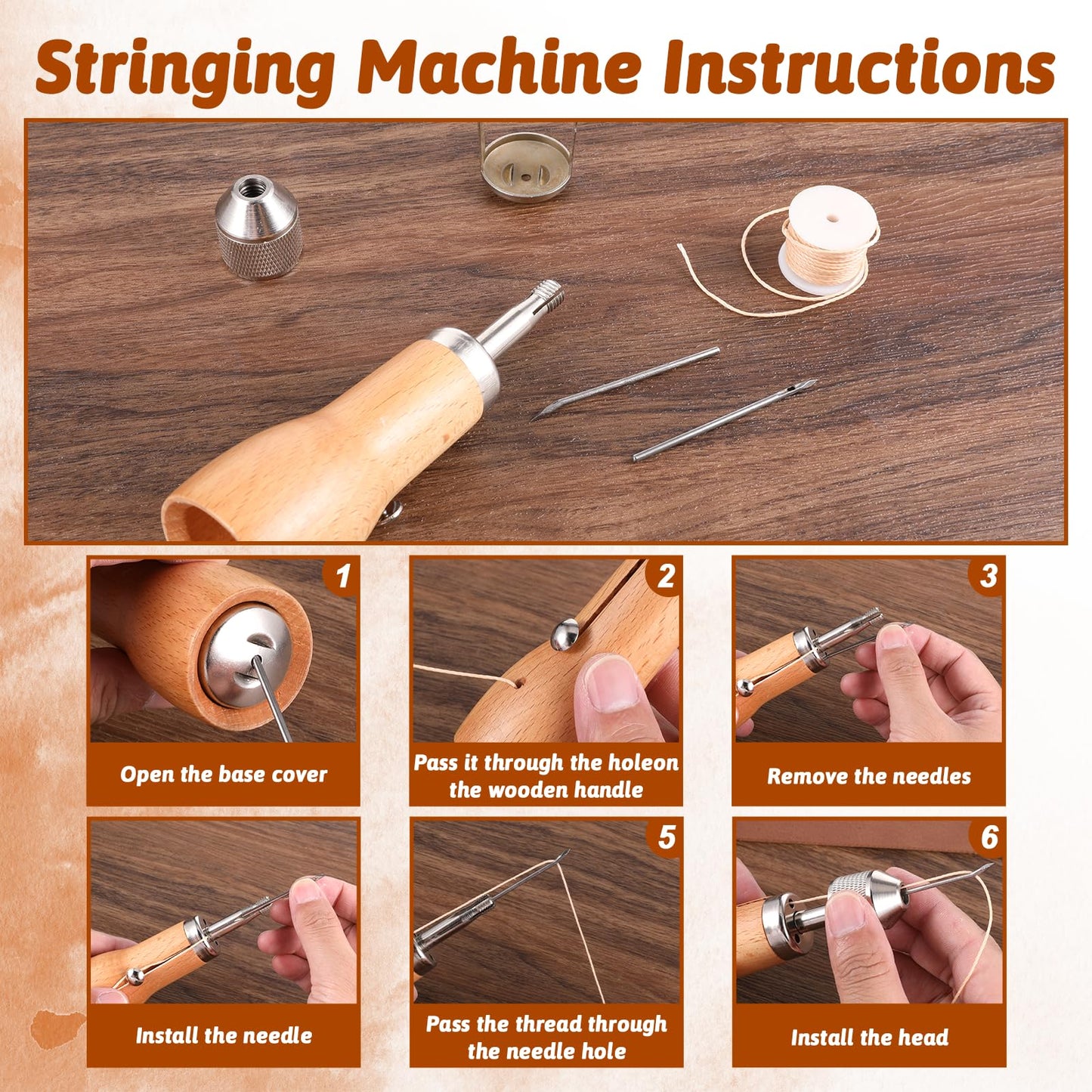 SHENLIU 40 Pcs Sewing Awl Kit with Bag, Leather Sewing Thread, Waxed Thread Kit Quick Sewings, Portable Awl Tool Sewings Sew Repair Kits Supplies for DIY Leather Sew Repair Craft