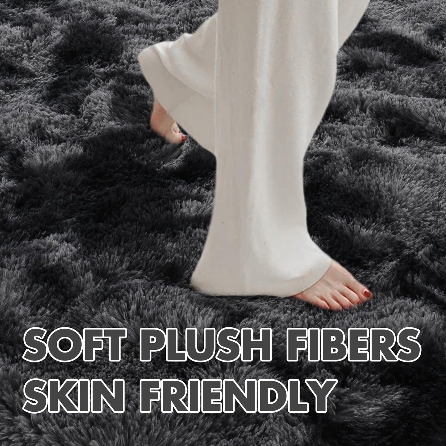 10x14 Ft Extra Large Shag Rugs for Living Room, Ultra Soft Fluffy Furry Area Rugs for Bedroom Indoor Floor, Aesthetic Carpet for Kids Home Decor (Dark Grey)