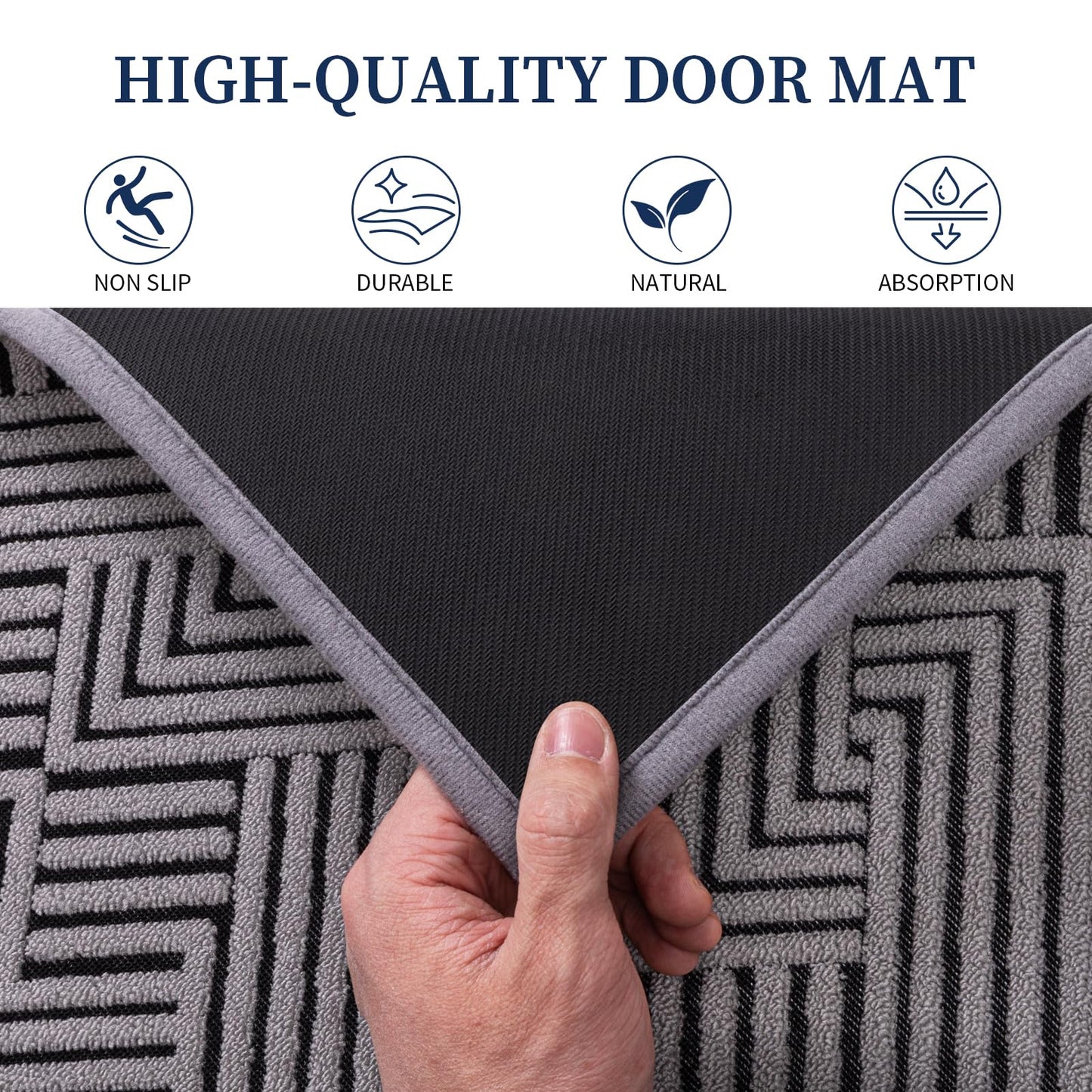 YIHOUSE Dirt Trapper Door Mat 32" x 47", Non-Slip Washable Entrance Mat, Dirt Resistant and Absorbent Welcome Mat, Low Profile Floor Mat for Front/Back Door, Entryway, Grey