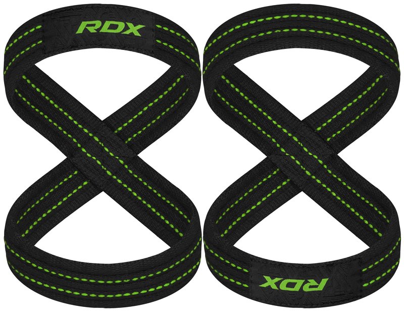 RDX Weight Lifting Straps Figure 8, Anti Slip Strap with Cuffs Wrist Support for Gym Workout Deadlift Powerlifting Bodybuilding Weightlifting, Fitness Strength Training, Hand Bar Grip for Men