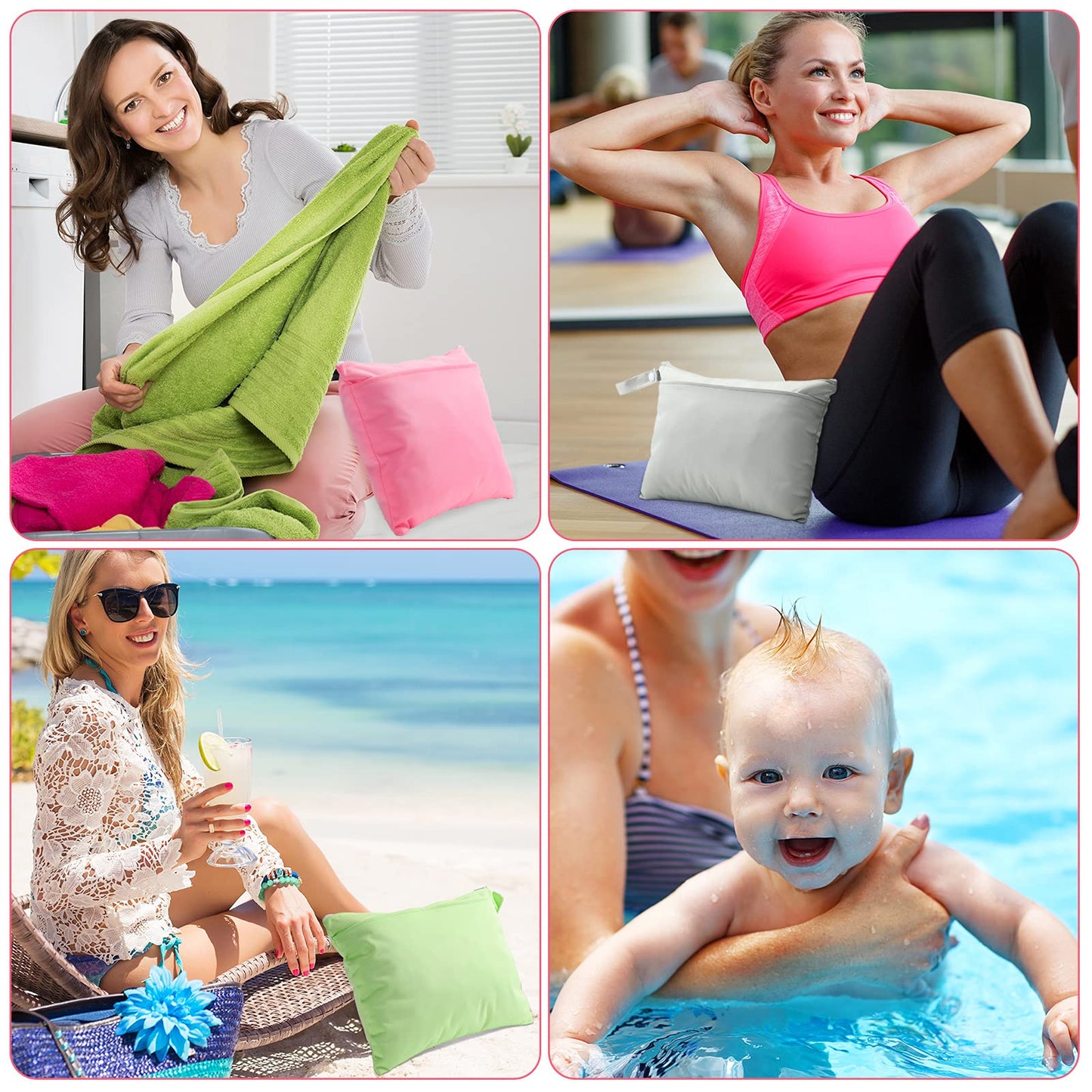 Shappy 4 Pieces Wet Dry Bag for Baby Cloth Diapers Wet Diaper Bag Washable Travel Bags Reusable with 2 Pockets for Pool Yoga Gym Travel Beach Swimwear Clothes(Green& Black)