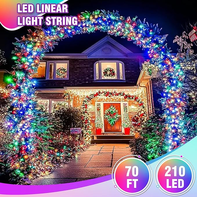 70FT Multicolor String Lights, 210 LED Seasonal Fairy Lights Waterproof with 8 Modes, Indoor Outdoor Decorative Lighting for Christmas Tree, Parties, Wedding, Patio, Garden