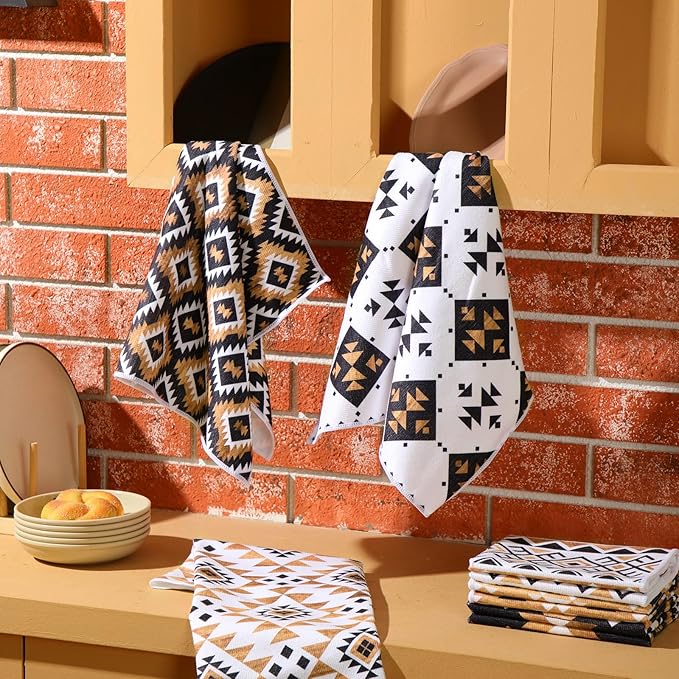 Breling Set of 6 Western Aztec Kitchen Towels Vintage Themed Dish Towel