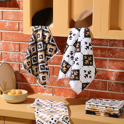 Breling Set of 6 Western Aztec Kitchen Towels Vintage Themed Dish Towel