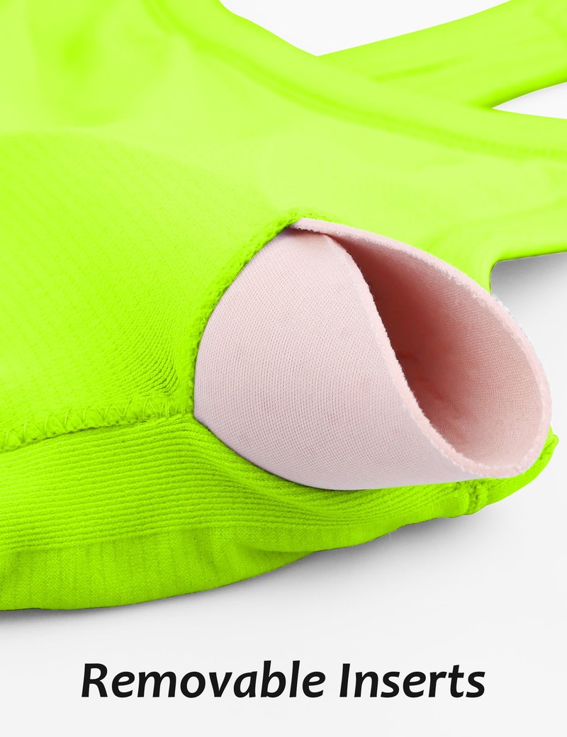 MathCat Workout Tank Tops for Women with Built in Bra, Sleeveless Gym Tops Seamless Racerback Athletic Yoga Shirts Neongreen