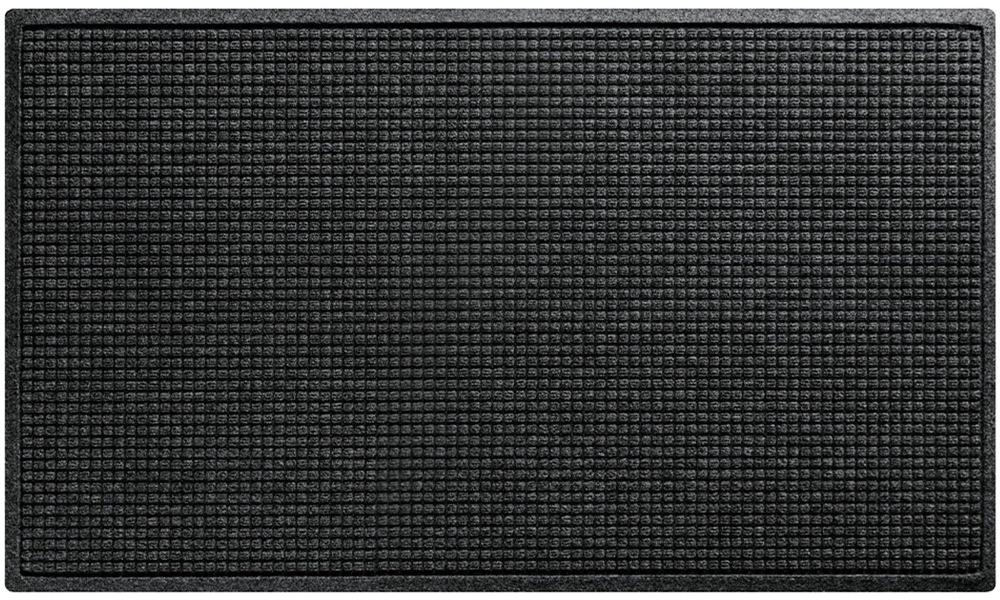 WaterHog Squares Front Door Mat Indoor Outdoor Entrance, Absorbent All-Weather Doormat with Non-Slip Rubber Backing, Dirt & Moisture Trapper, Low Profile, Easy Clean, Made in USA, 35.5"x59.5" Charcoal