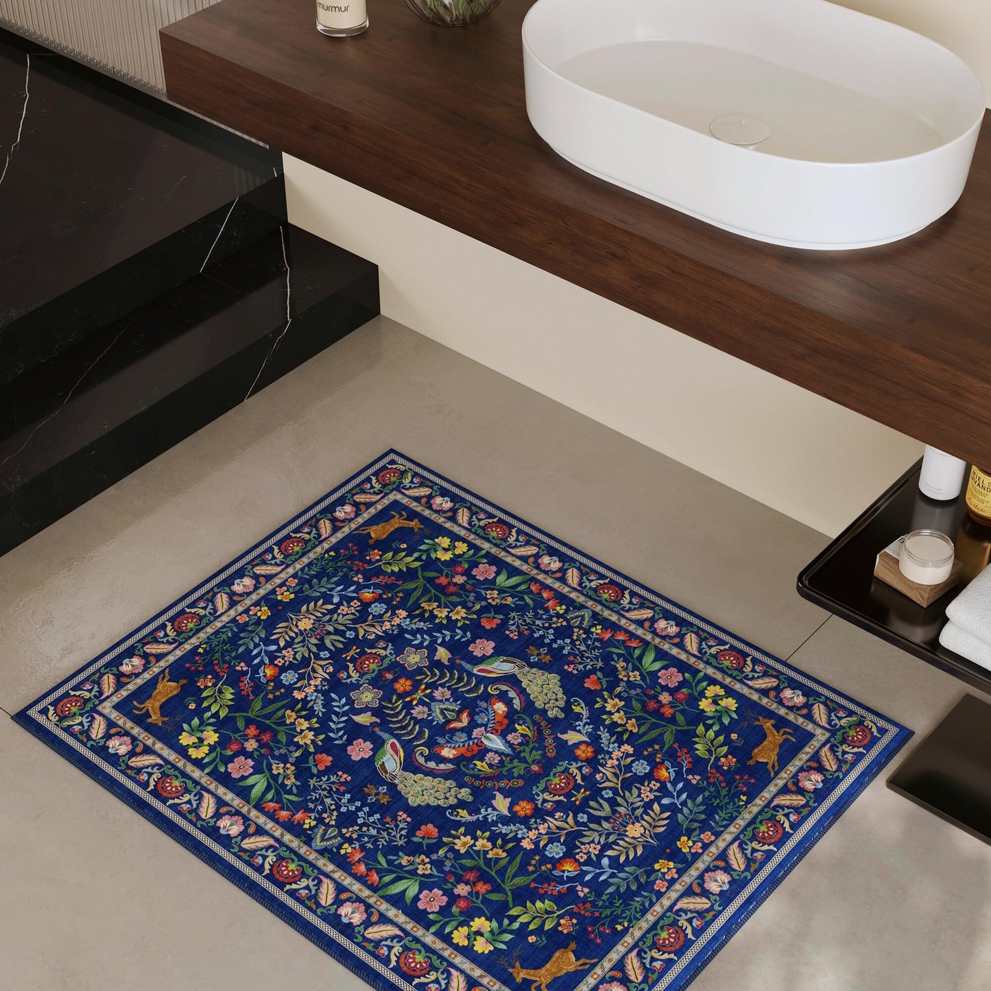Rugcomf Entryway Rug 2x3 Rug Door Mat Indoor Entrance Washable Rug Small Non-Slip Low Pile Throw Rugs for Entryway, Kitchen, Front Door Indoor Entrance, Entry(Blue)