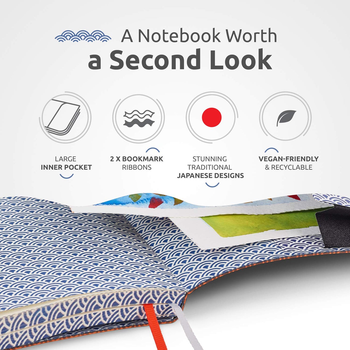 Soft Cover Large B5 Dotted Journal - Enjoy Bullet Journaling with a 7x10-inch, Non-Bleed Thick 120gsm Paper, Dot Journal in Orange, Japanese Edge Motif - Faux Leather Lay Flat Dot Notebook