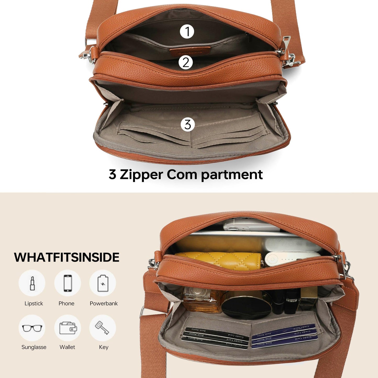 Goinsound Womens Crossbody Purse with Wide Strap Shoulder Handbags with Adjustable Strap and Rfid Card Slots