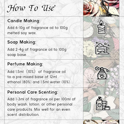 HIQILI Vanilla Fragrance Oil for Body Spray, Diffuser Use, Essential Oil for Candle, Soap, and Women Perfume Making - 5.07 Fl Oz