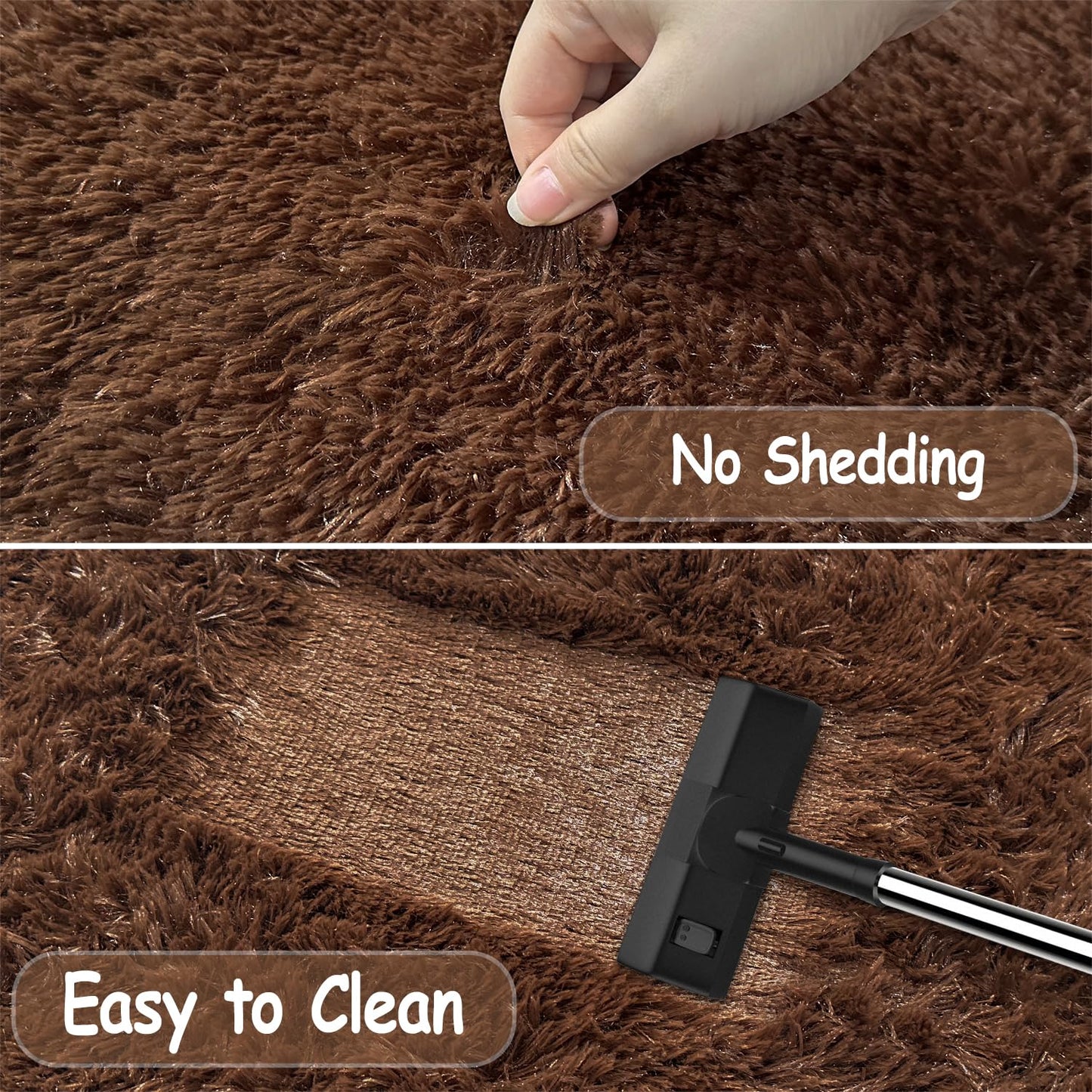 Fixseed Brown Round Area Rugs 3 Ft Small Fluffy Rug for Bedroom Shaggy Circle Rug, Soft Furry Carpet for Teen's Room Aesthetic Décor Circular Carpet for Baby Nursery Dorm Living Room Home Decor