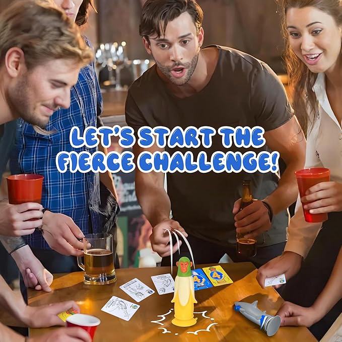 Board Games Banana Monkey VS SharkMan: Flip-Standing Throwing Game Collective Fun for Gathering | Party | Family Game Night Games for Adults and Kids