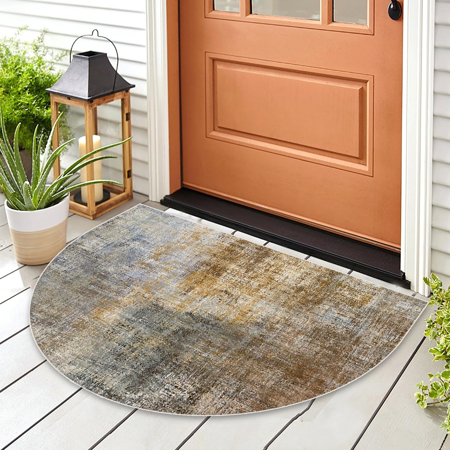 TOMWISH Half Round Doormat Floor Rug Mat Semi Circle Floor Rug Entryway Door Mat Half Moon Doormat Welcome Mat 18X30Inch Indoor Rug for Living Room Kitchen Bedroom