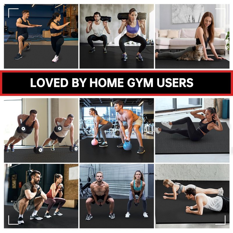 GymCope Extra Large Exercise Mat, 10'x6'/9'x6'/8'x6'/7'x5'/6'x4'(8mm) Thick Workout Mat for Home Gym & Garage Flooring, Shoe-Friendly, High-Density, MMA, HIIT, Weight Lifting, Cardio&Strength
