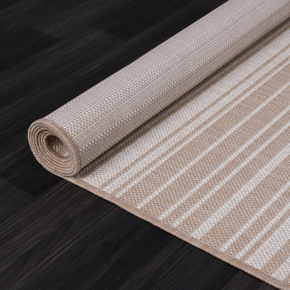 Luul Home Stripe Outdoor Rug 8x10 Washable Outside Carpet for Indoor Patio Porch Waterproof Easy Cleaning Non Shedding Area Rugs Beige 8 x 10