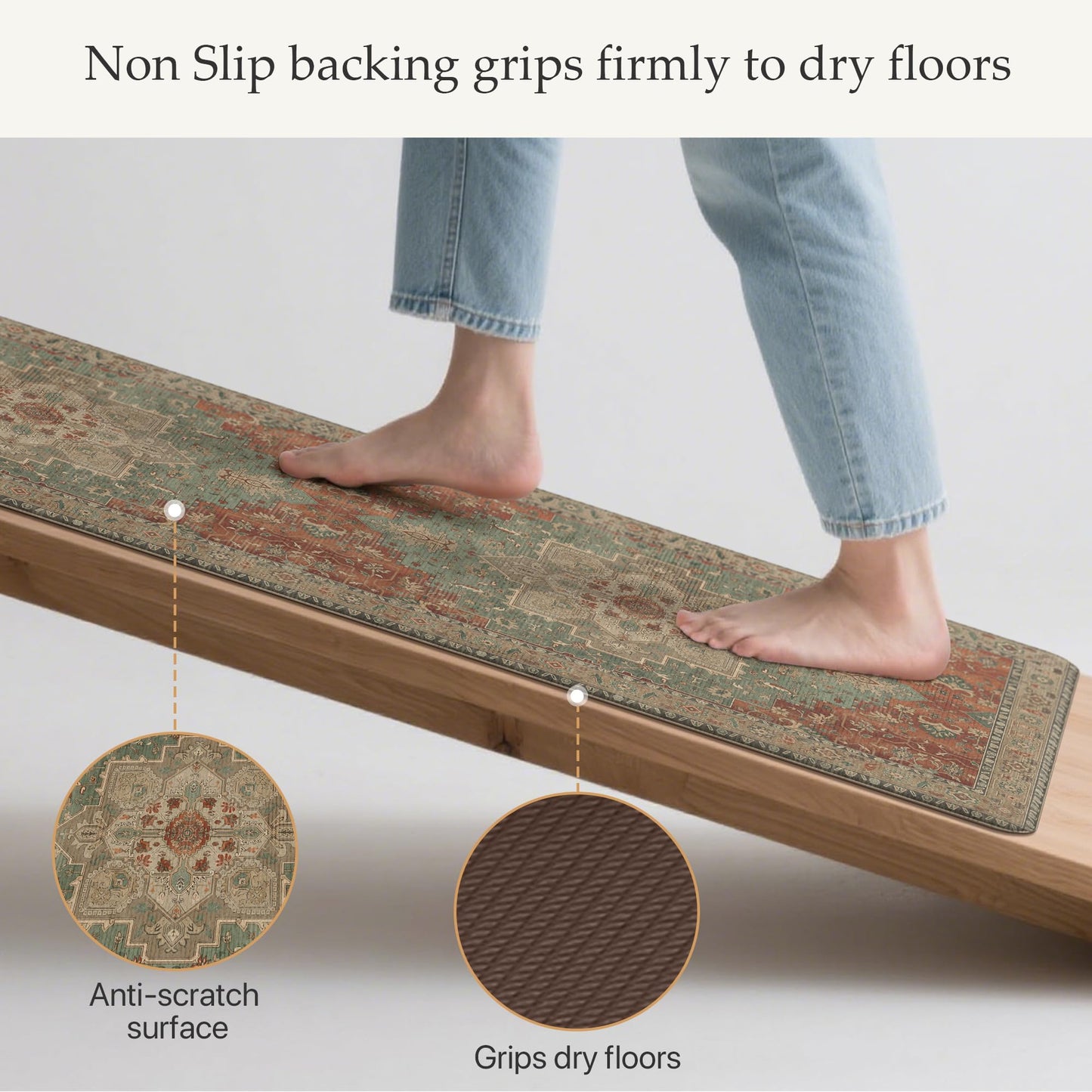 GENIMO Kitchen Mats for Floor 2PCs, Washable Anti Fatigue Mat for Cushioned, 17.3"x59"+17.3"x30", Waterproof Kitchen Rugs, Non Slip Comfort Standing Mat Rug for Home, Sink, Laundry, Multi