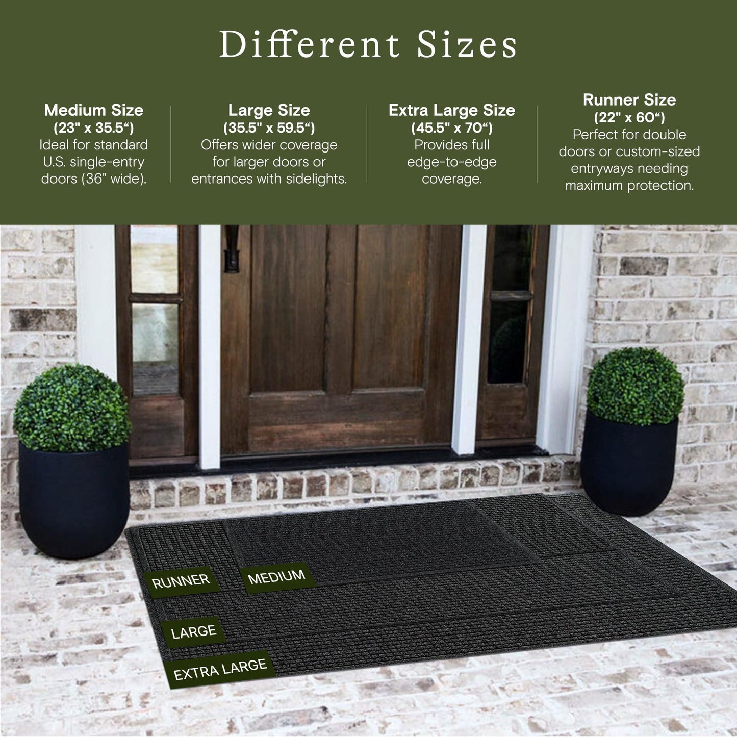 WaterHog Squares Front Door Mat Indoor Outdoor Entrance, Absorbent All-Weather Doormat with Non-Slip Rubber Backing, Dirt & Moisture Trapper, Low Profile, Easy Clean, Made in USA, 35.5"x59.5" Charcoal