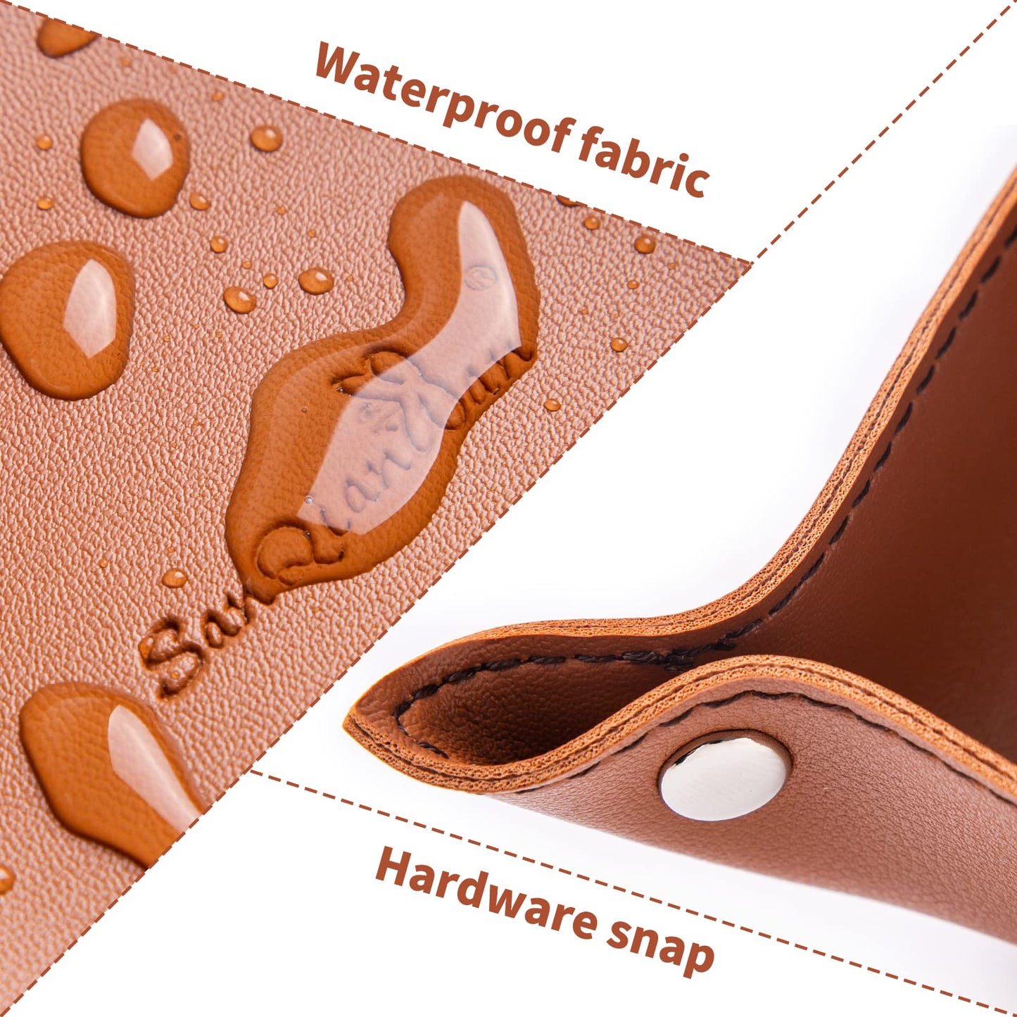 SANQIANWAN PU Leather Jewelry Valet Tray for Women and Men, Portable Entryway Table and Bedside Nightstand Desk Catchall Travel Dish Plate for Key, Wallet, Watch, Coin (Brown-B)