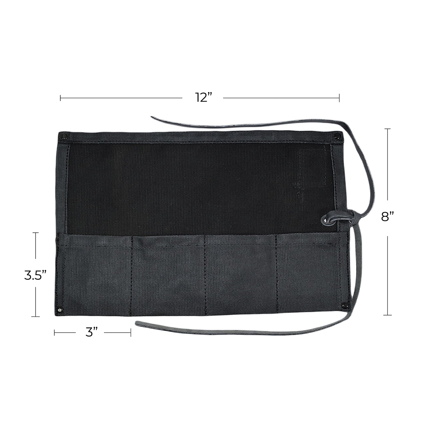Hide & Drink, Waterproof Waxed Canvas Travel Watch Roll Organizer with 4 Slots, Easy Carry On Watchlover Storage, Handmade Travel Case, Charcoal Black
